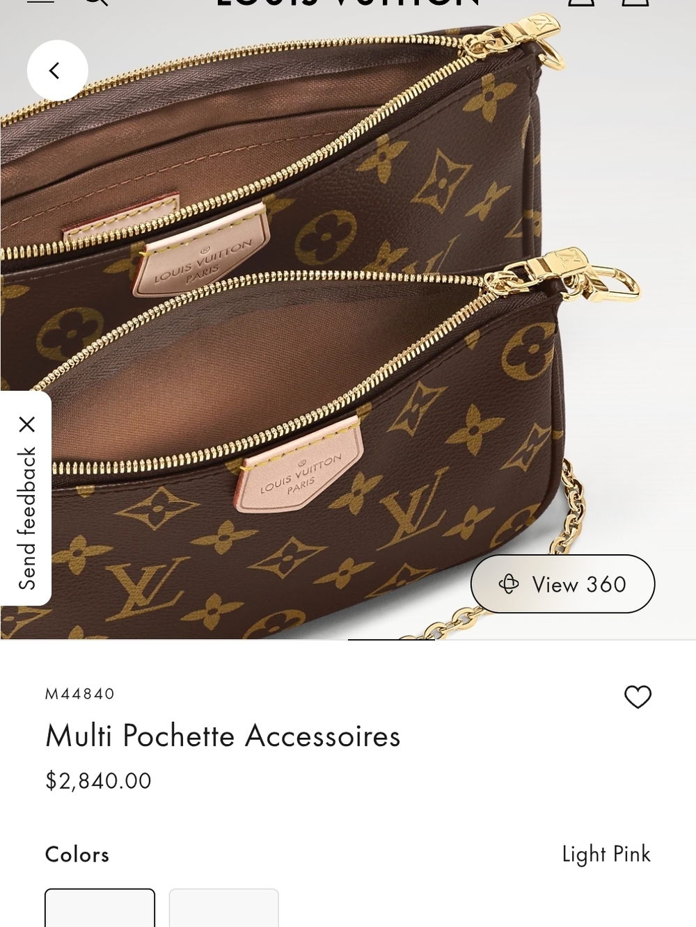 Louis Vuitton Multi Pochette Accessoires — Brown Monogram with Light Pink Trim